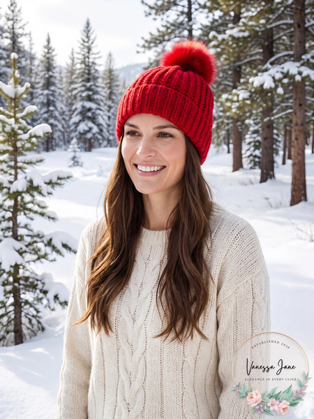 Steve Madden Oversized Pom Pom Knit Beanie