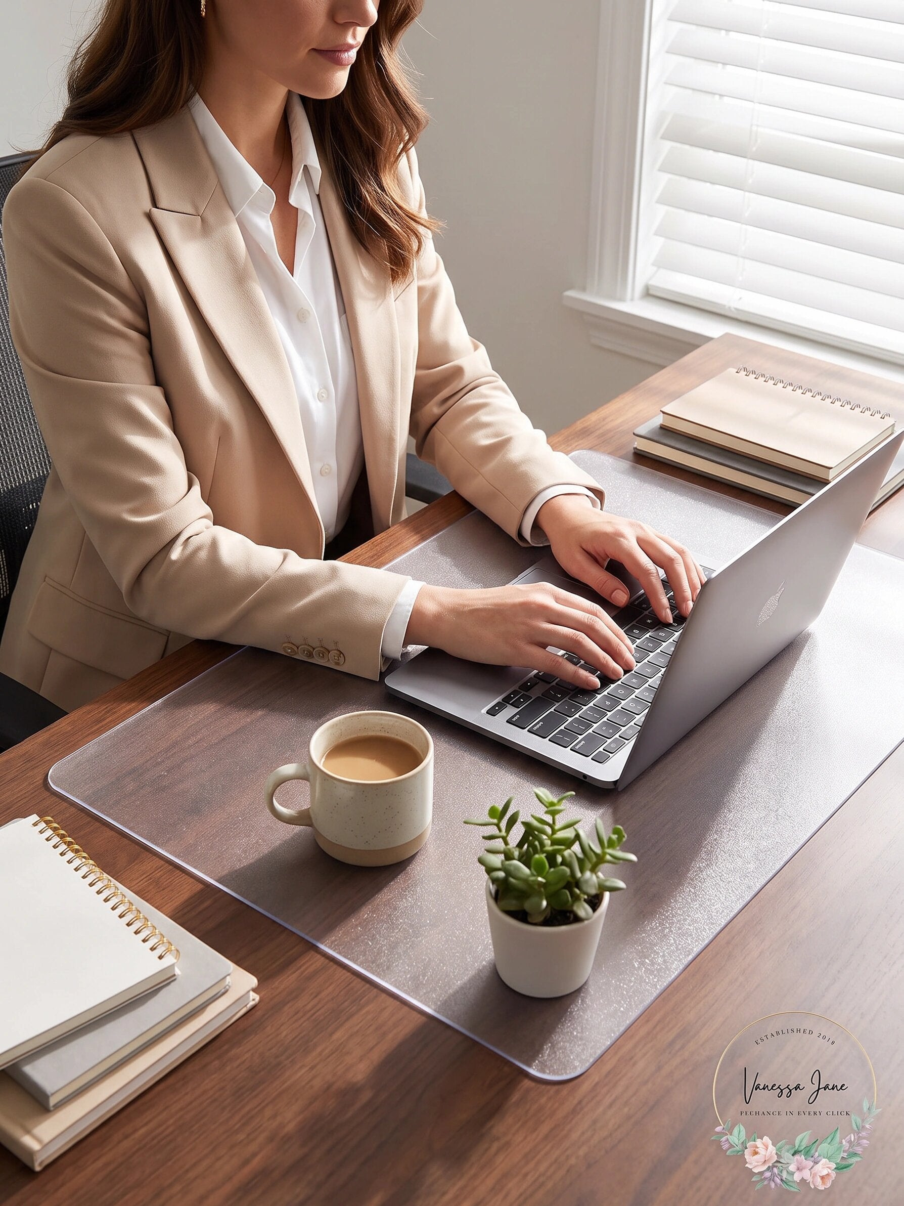 Office Desk Mat Clear Textured –20 x 36 Inch Plastic Computer Pad for Desk