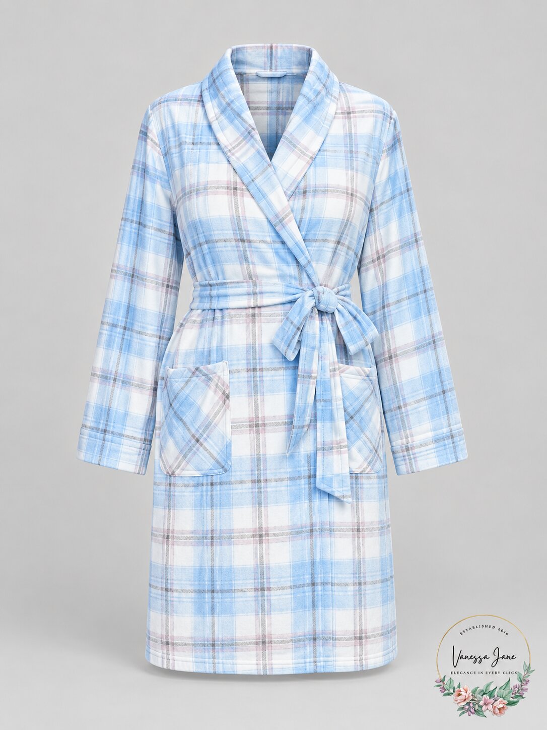 Jockey Women's Plus Size Microfleece Long Robe, Dizzy Plaid, Size 2X