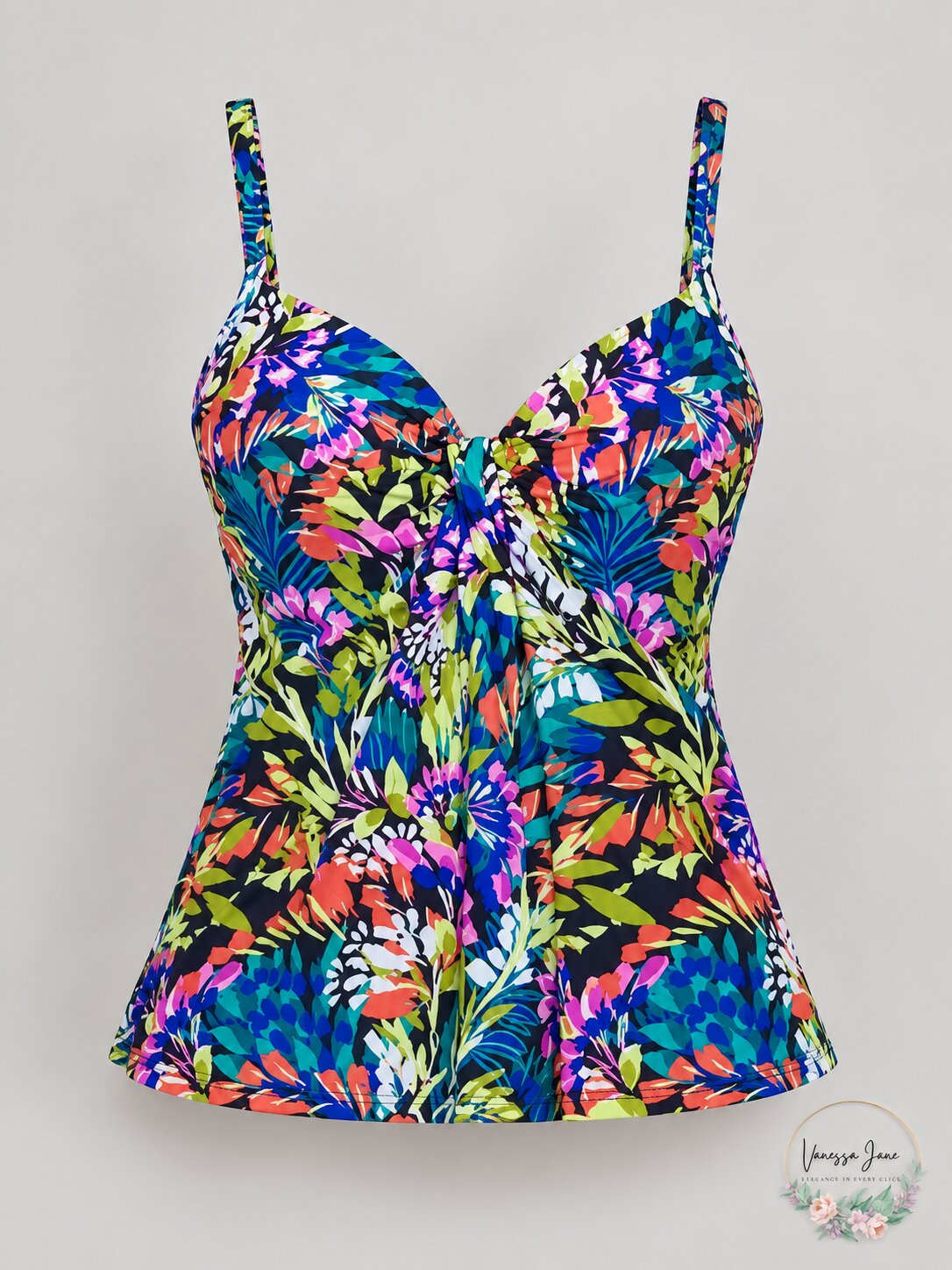 Island Escape Waterfall Gardens Printed Underwire Tankini Top