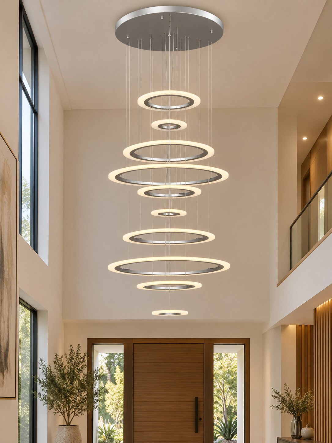 ET2 Saturn II Led 10Light Multi-Light Pendant Matte Silver Finish Matte White
