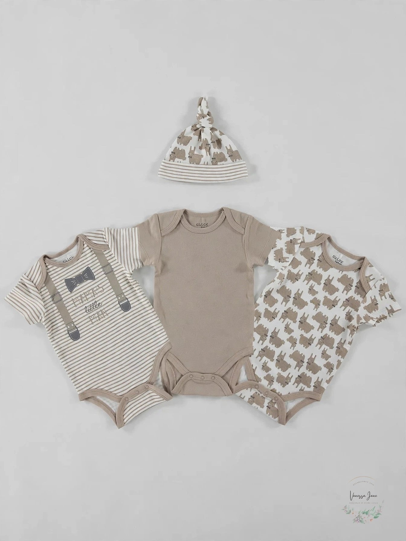 Chickpea Baby Boys 4-PC. Printed Cotton Bodysuits & Hat Set