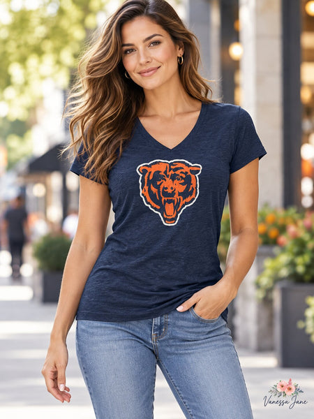 Chicago Bears - Scrum Logo Premium Juniors V-Neck T-Shirt, Large
