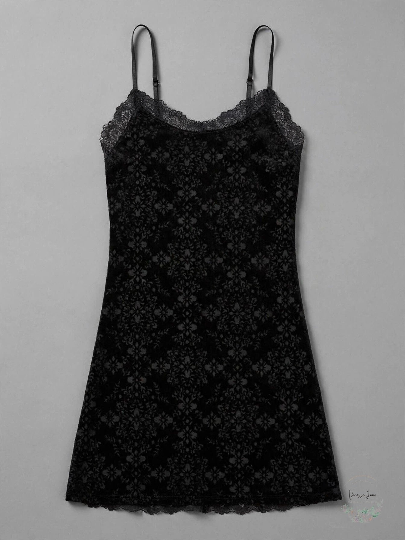 International Concepts Burnout Lace-Trim Velvet Chemise