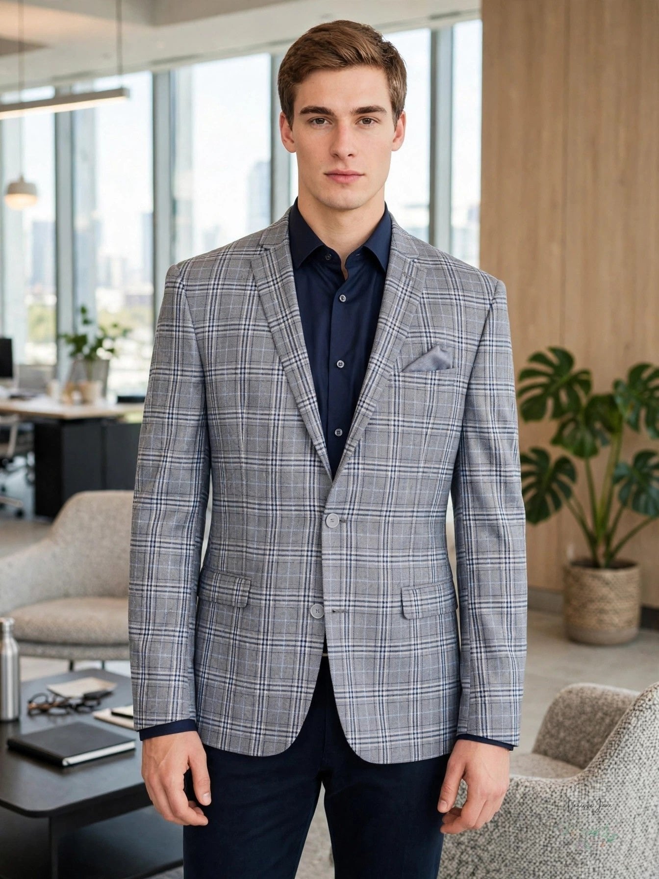 Bar III Men's Active Stretch Slim-Fit Plaid Sport Coat
