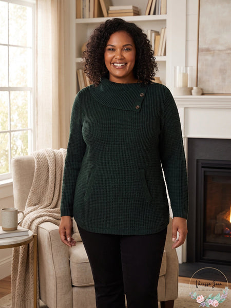 Style & Co. Womens Marled Envelope Neck Pullover Sweater