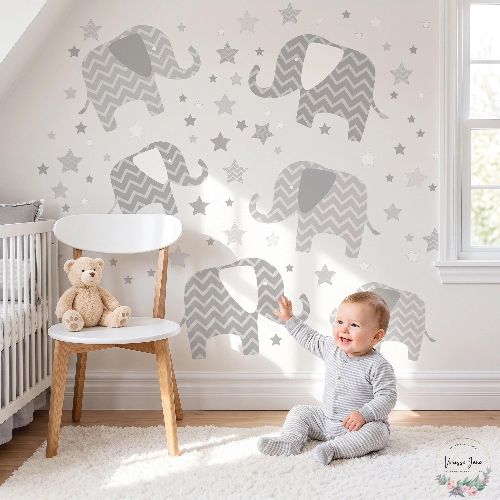 WallPops Elephants - a Ton of Love Wall Art Kit 78 Pieces