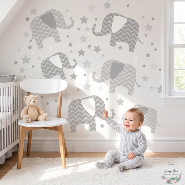 WallPops Elephants - a Ton of Love Wall Art Kit 78 Pieces