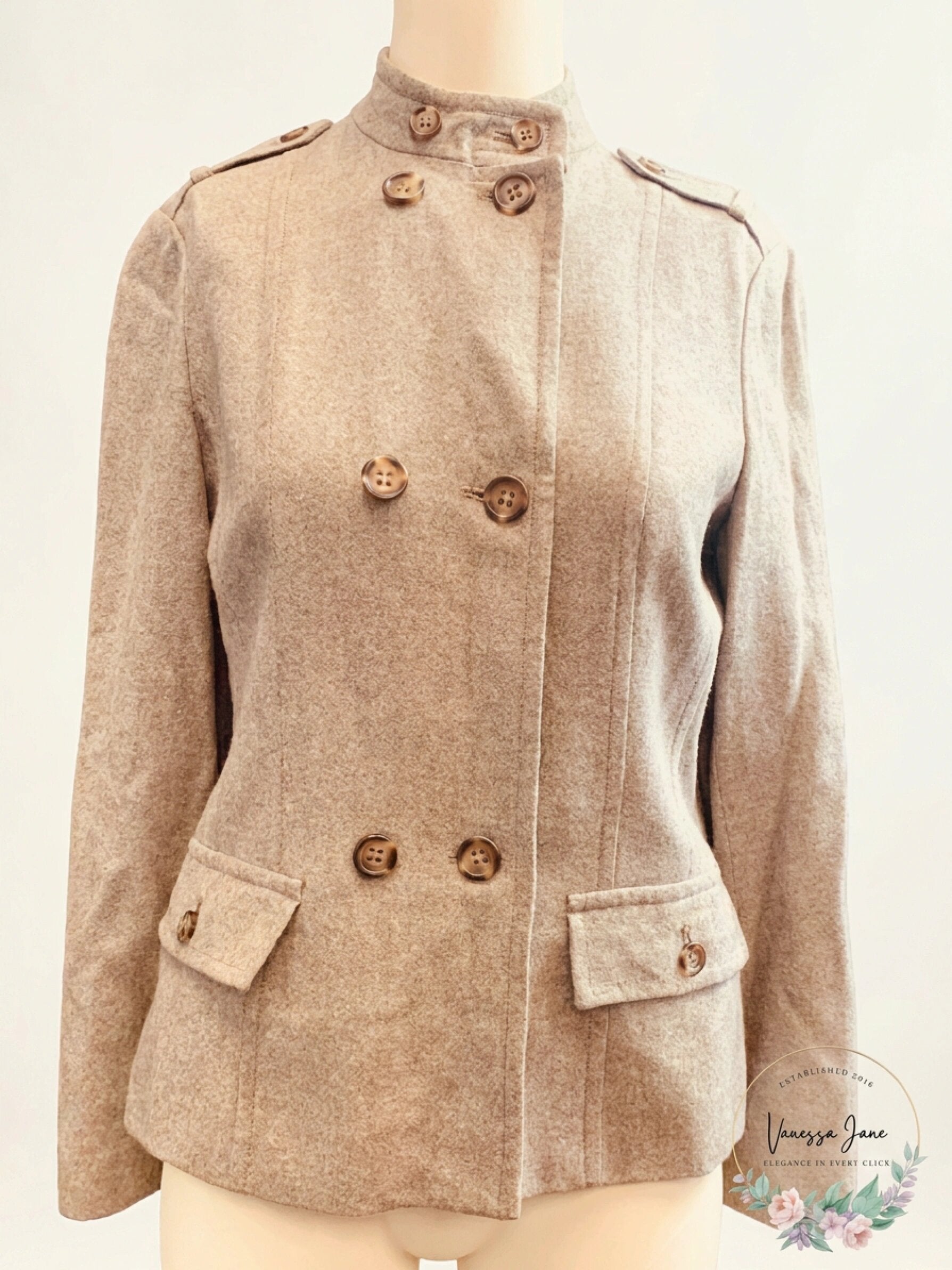 Liz Claiborne Women's Jacket Chocolate Brown and Tan, Size 6