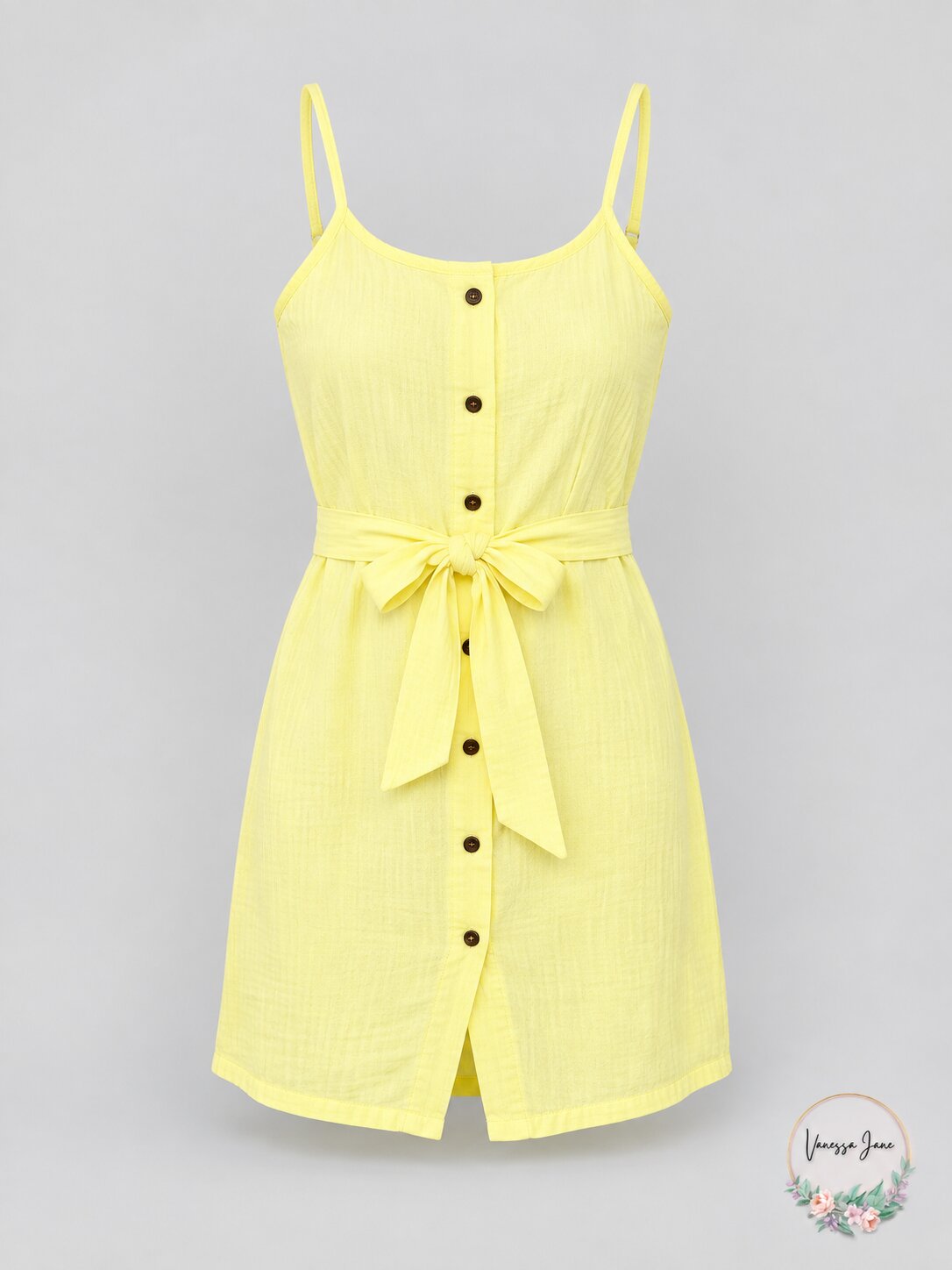 Miken Swim Womens Yellow Button Front Closure Tie Adjustable, Size Medium