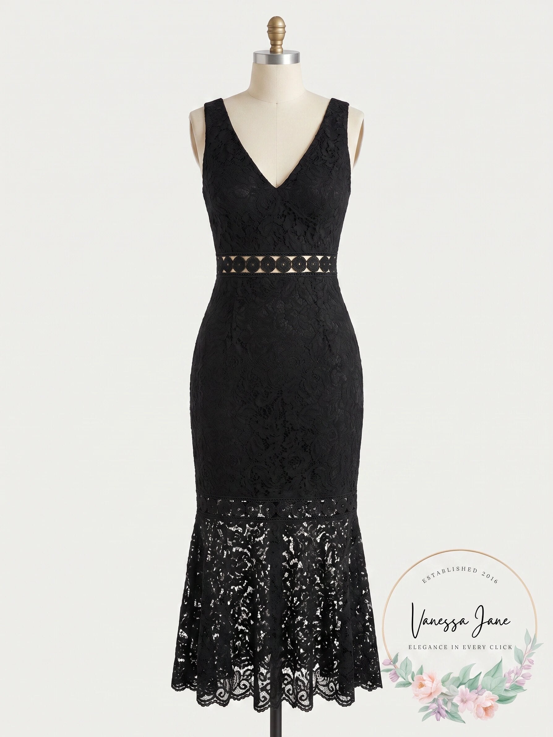 Bardot Women's Fiona Lace Trumpet Dress, Black, Size 6