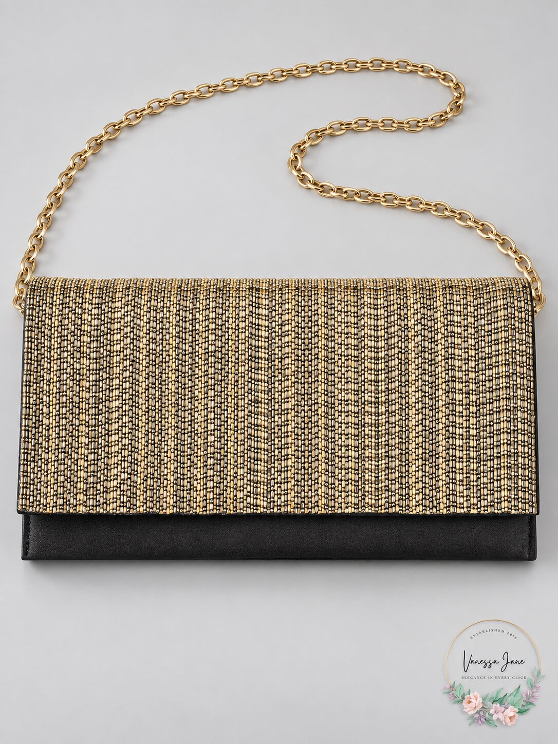 INC Womens Veronica Chain Convertible Clutch Handbag Gold Small