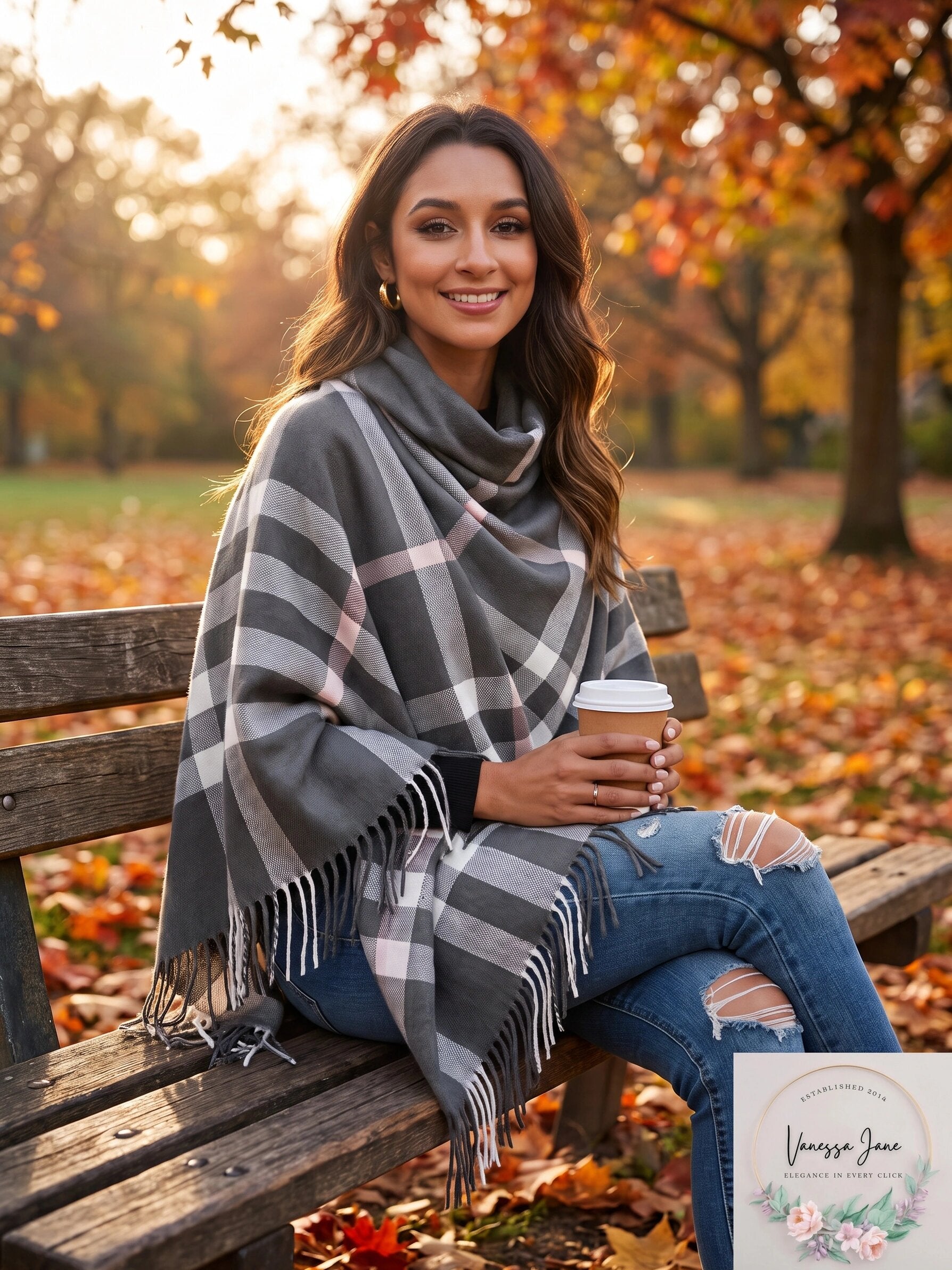 Viamulion Women’s Elegant Warm Plaid Winter Scarf