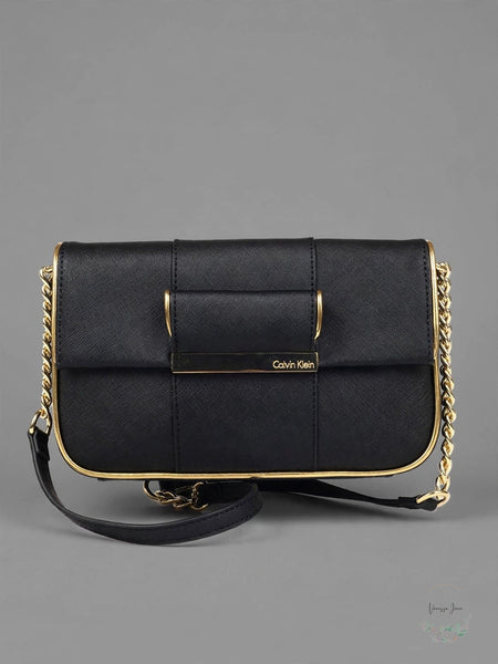 Calvin Klein Black Saffiano Leather Demi Shoulder Handbag