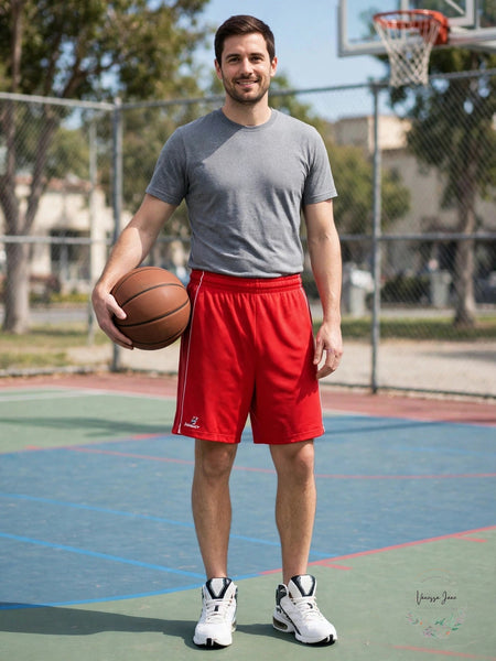 Intensity Men's 7-Inch Pebble Mesh Basketball Shorts, Red & Navy