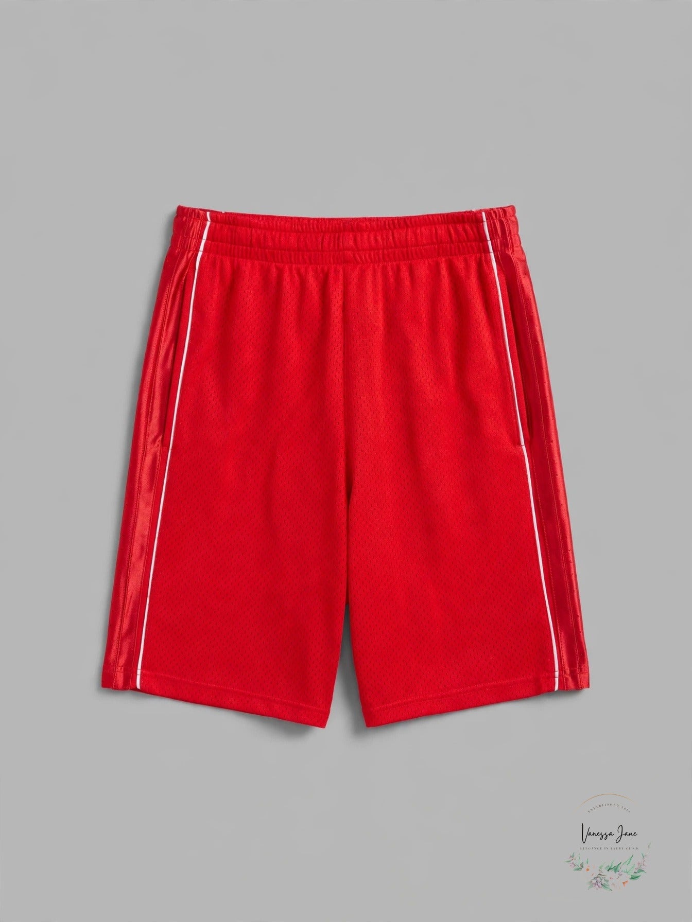 Intensity Men's 7-Inch Pebble Mesh Basketball Shorts, Red & Navy