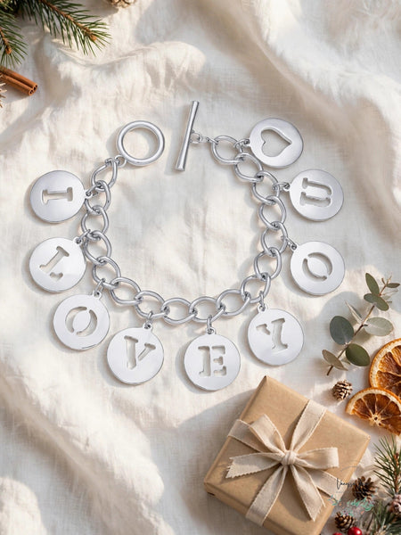 Charter Club Holiday Lane Silver-Tone I Love You Charm Bracelet