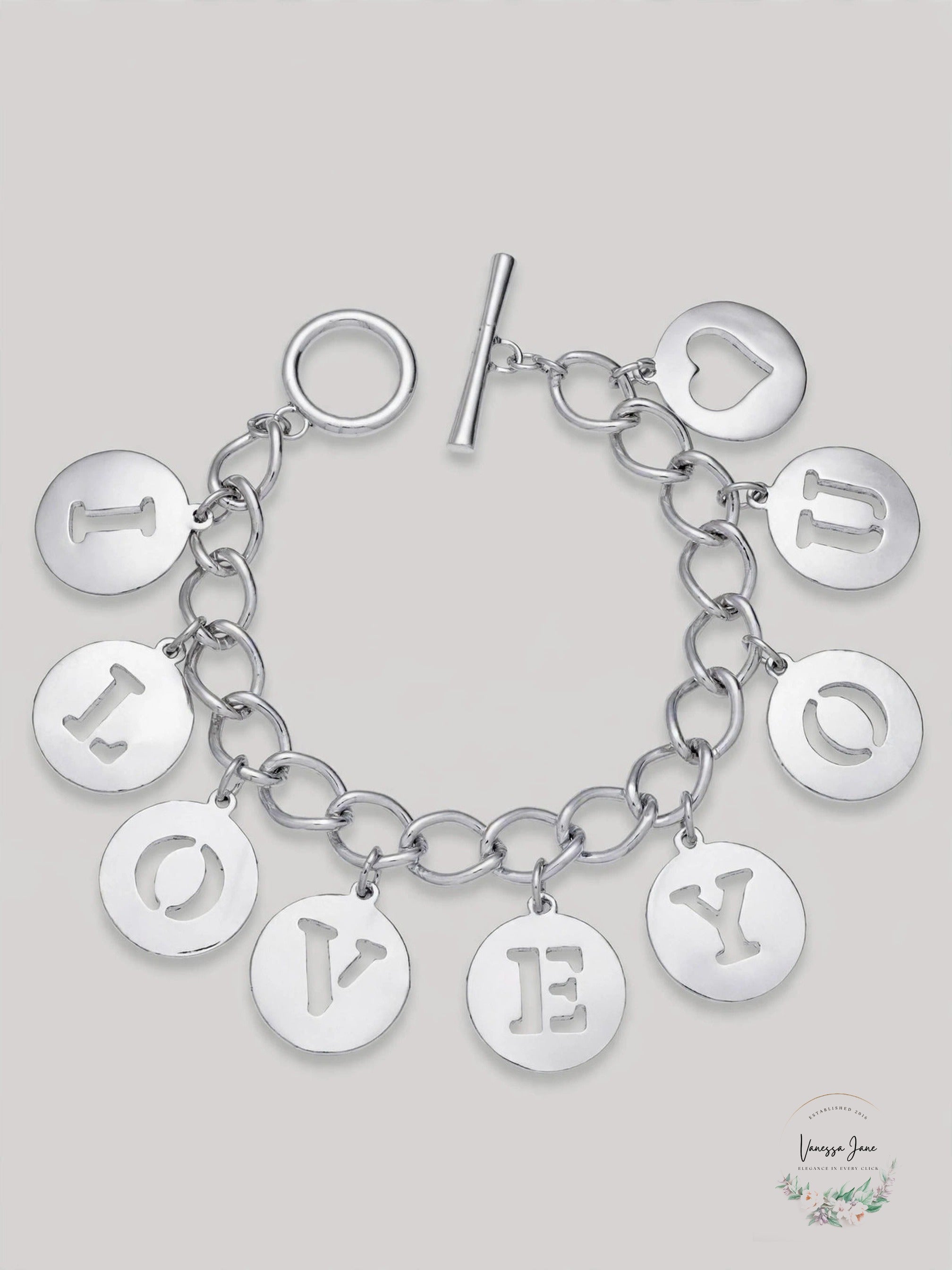 Charter Club Holiday Lane Silver-Tone I Love You Charm Bracelet