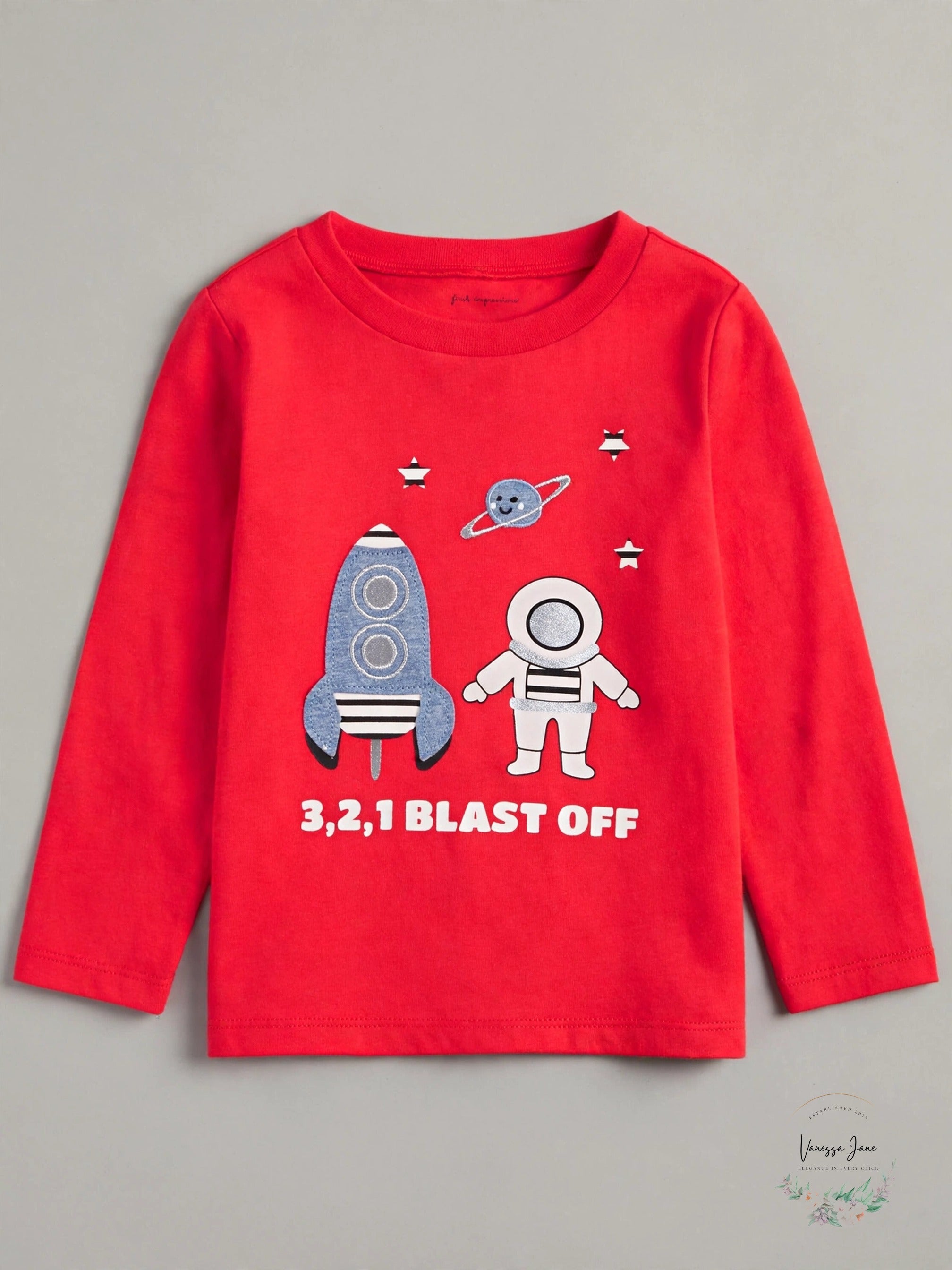 First Impressions Baby Boys' Blast Off Long-Sleeve T-Shirt – Red