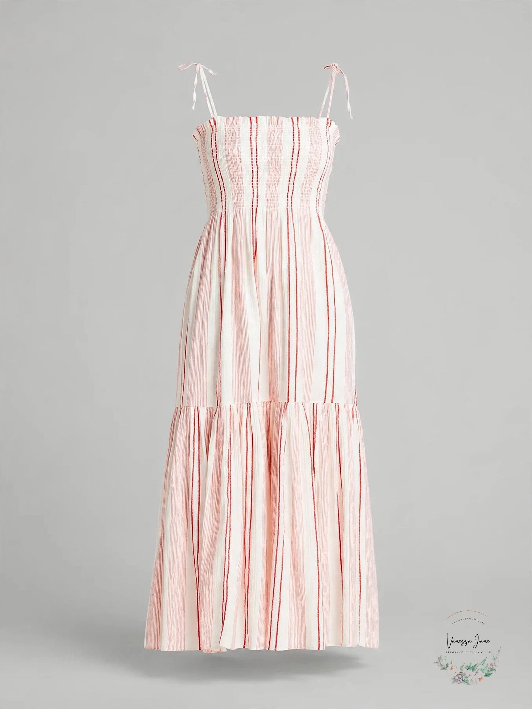 Joie Jailene striped smocked maxi dress stock photo