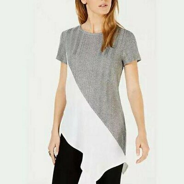 Bar III Asymmetrical Colorblocked Top, Size XL