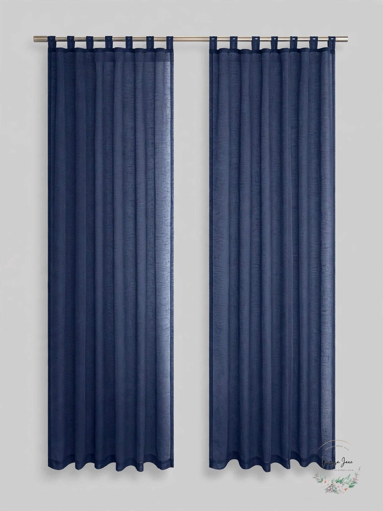 Koufall Navy Blue Sheer Curtains 63x52 Inches 2 Panels Set