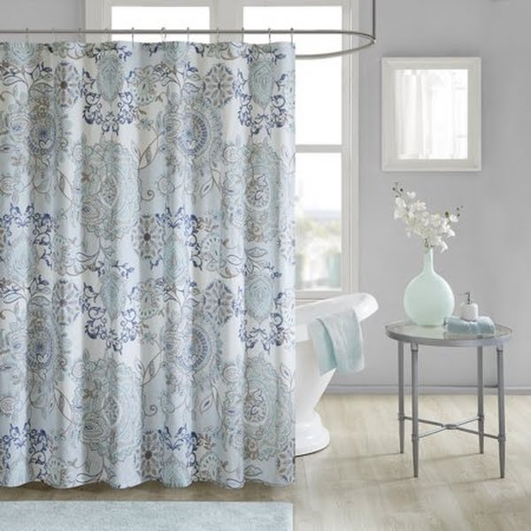 Madison Park MP70-5822 72 X 72 in. Cotton Printed Shower Curtain; Blue