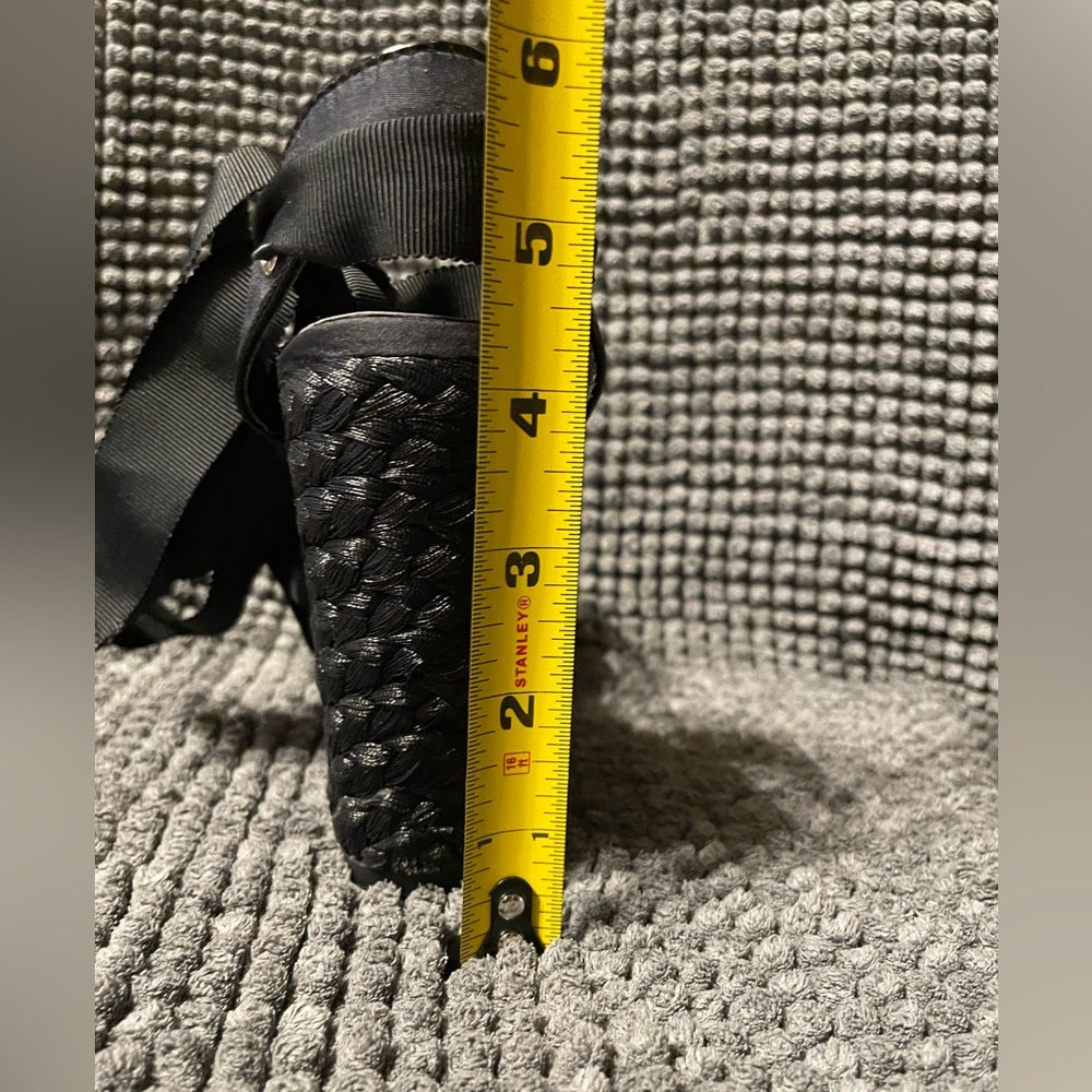 White House Black Market | Jenica Espadrille Black Lace-up Wedge Sandal Size 9