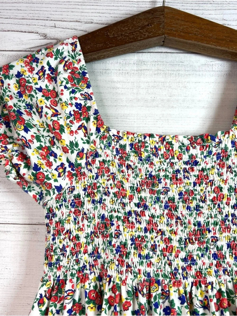 Polo Ralph Lauren Girls Floral Smocked Cotton Dress Size M (8–10)