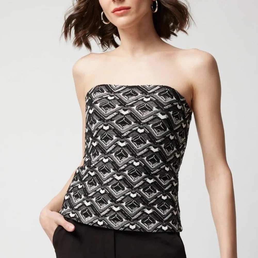WHBM Womens Black and White Graphic Print Bustier, Size 6