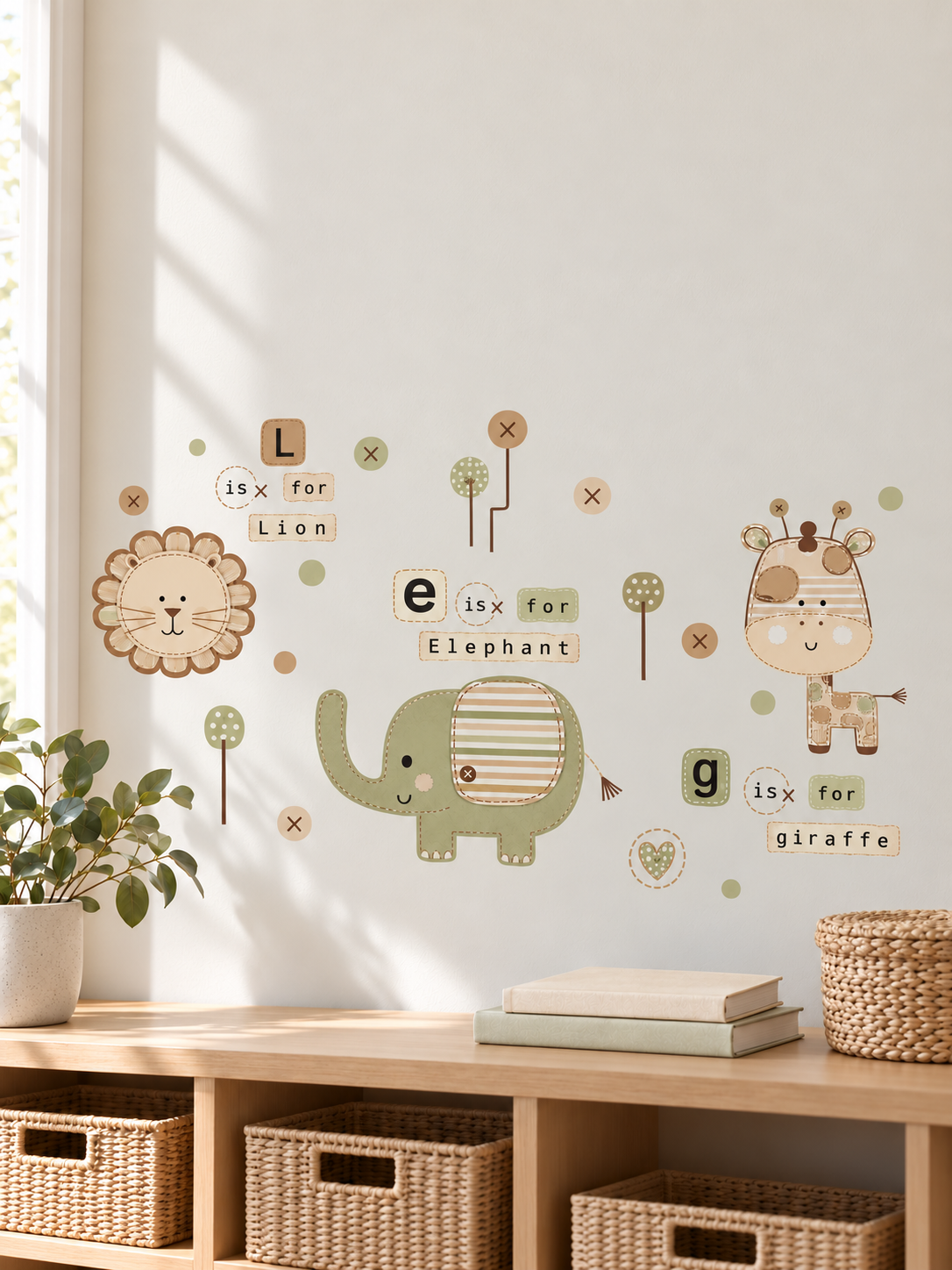 CoCaLo Sleepy Safari Removable Wall Appliques Nursery Decals 4 Sheets