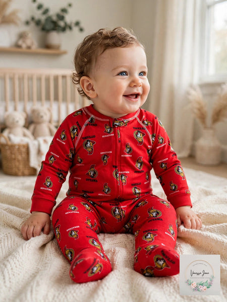 NHL Ottawa Senators Infant Footed Zip Coverall Sleeper, 18M NWT