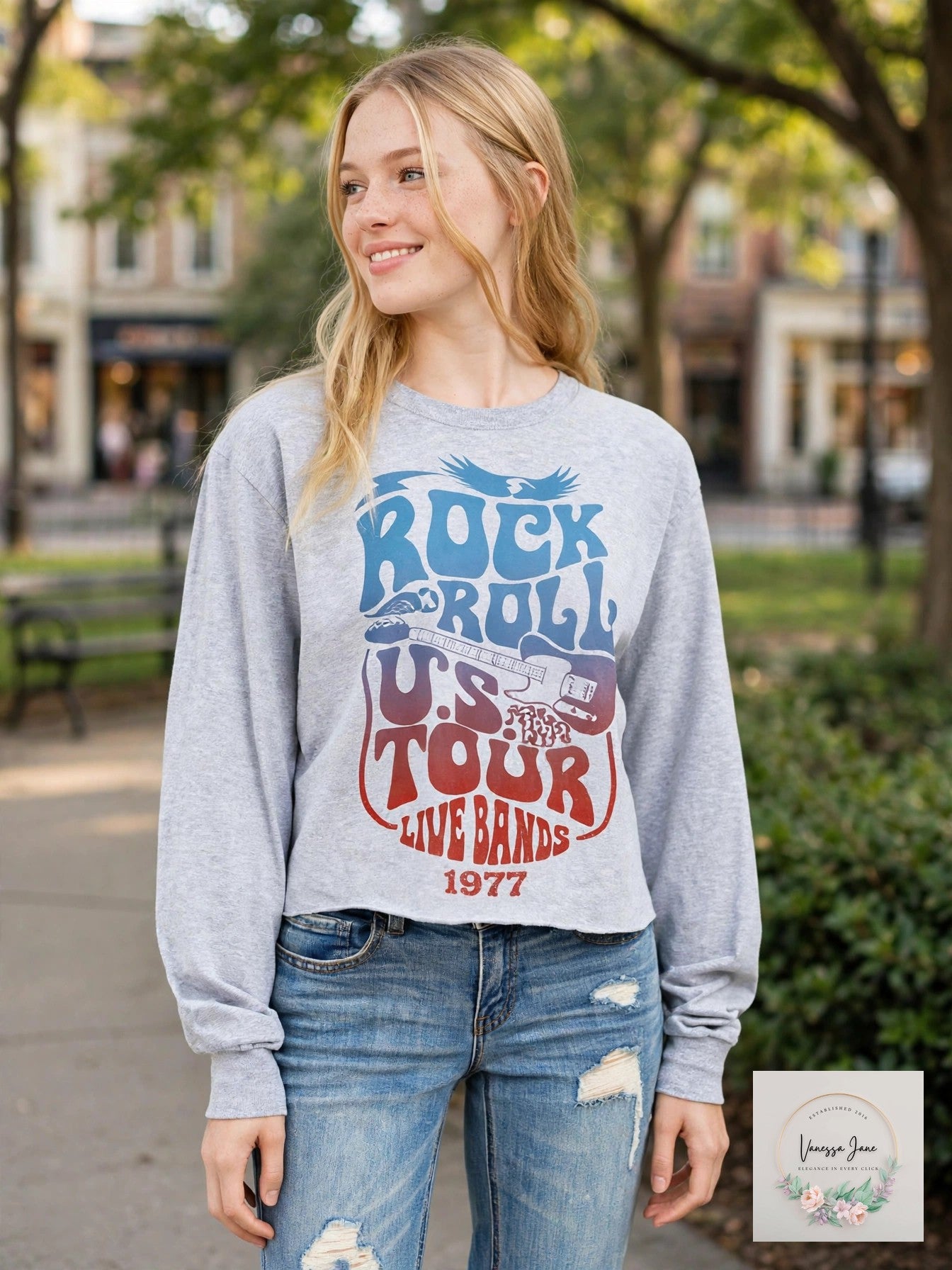 Love Tribe Gray 1977 Rock N Roll Graphic Sweatshirt, Size M NWT
