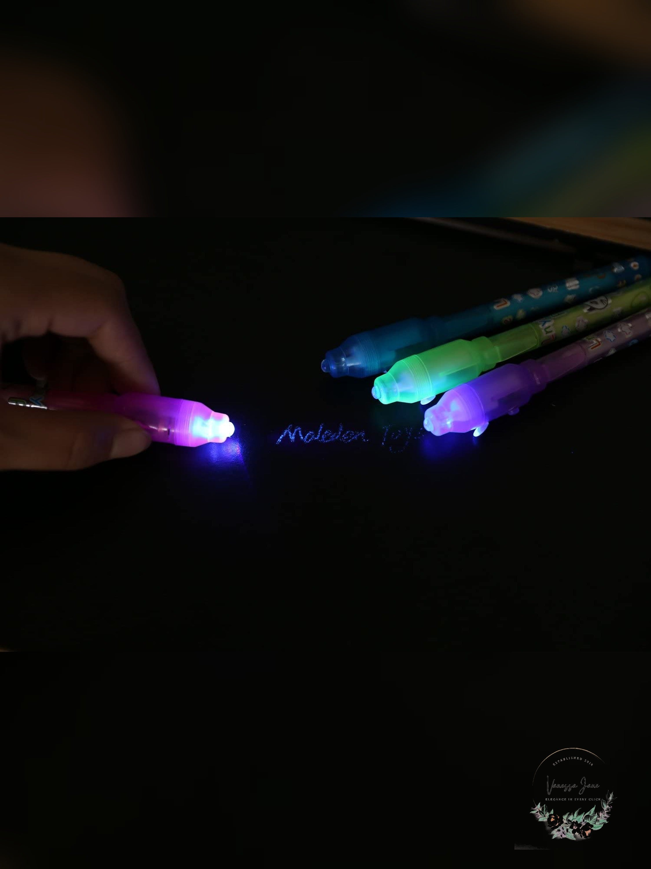 MaleDen Invisible Ink Spy Pen with UV Light, Assorted Colors