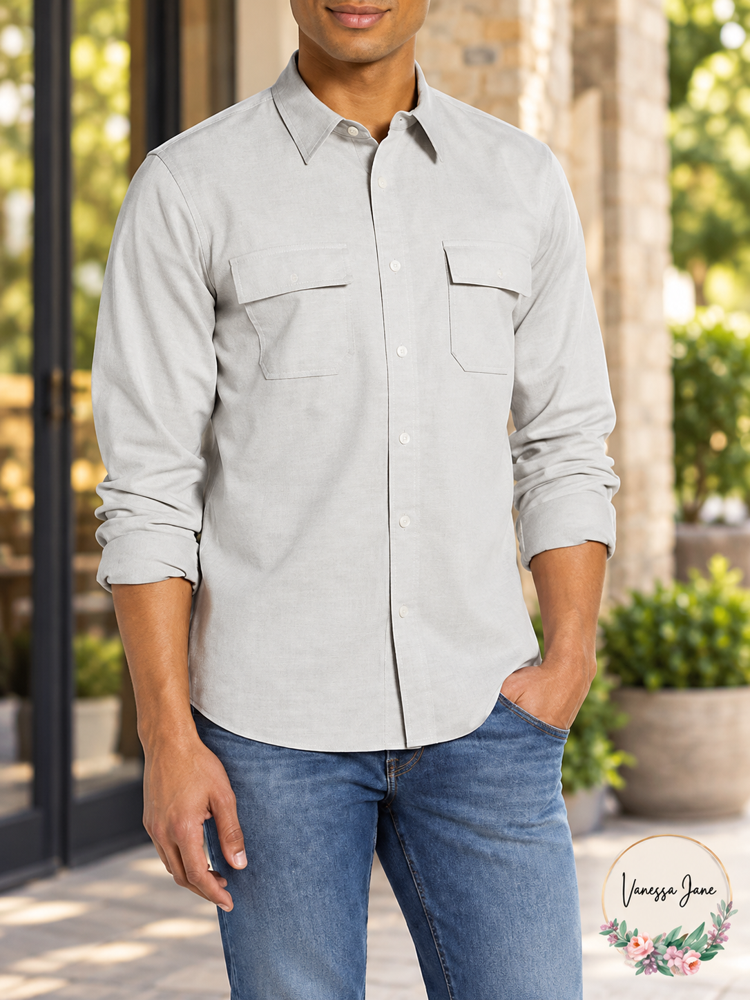 FRAME Men's Gray Bedford Cord Classic Fit Button-Front Shirt