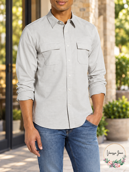 FRAME Men's Gray Bedford Cord Classic Fit Button-Front Shirt