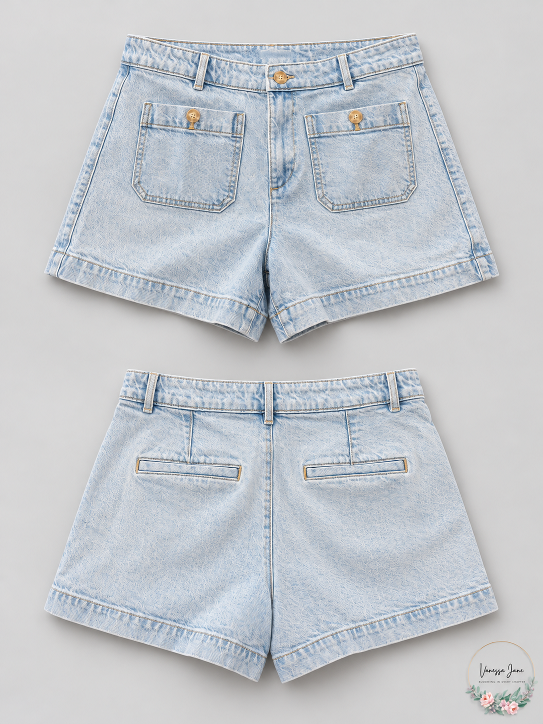 LOFT Women's Light Wash Denim Patch Pocket Shorts Size 6
