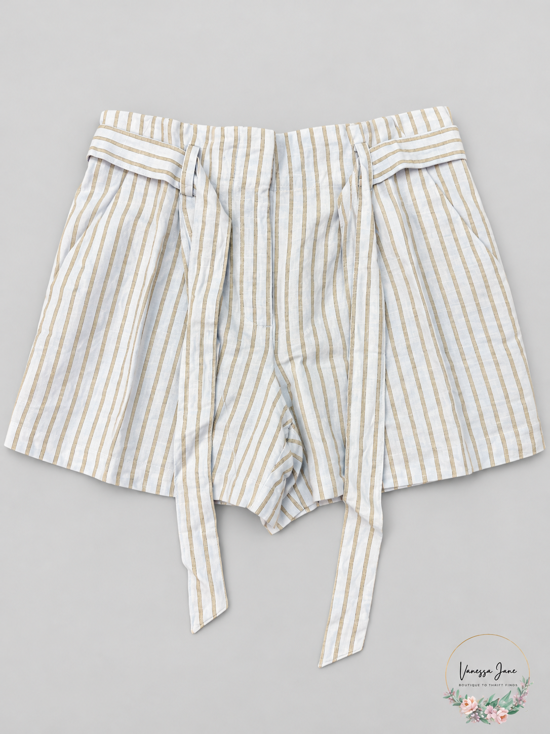 LOFT Women's Striped Tie-Waist Shorts, Size Medium, New With Tags
