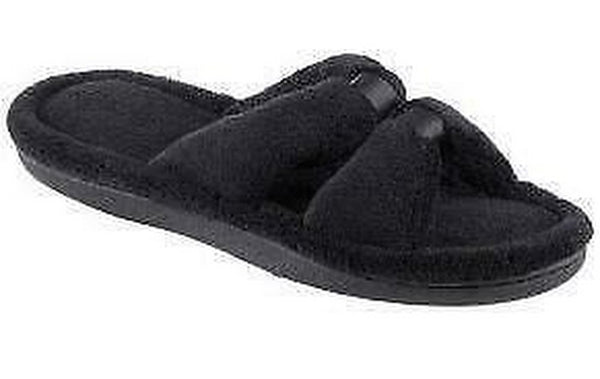 isotoner Womens Signature X-Slide Slipper, Satin Trim with Memory Foam, 9.5-10