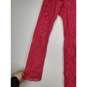 Victorias Secret Dress Vtg Y2K Long Sleeve Sheer Lace Mini Lingerie Red Sz M