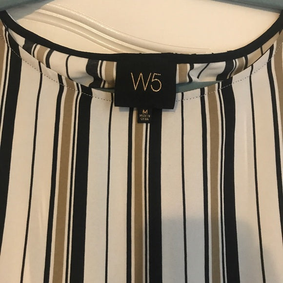 W5 Striped blouse with short bell sleeve, Size Medium