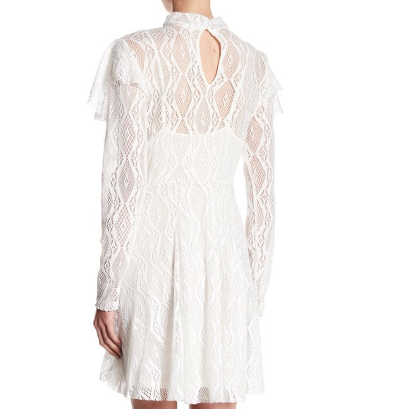 Free People Mock Neck Lace Dress, Small/White Vanessa Jane Free People Mock Neck Lace Dress, Small/White Vanessa Jane