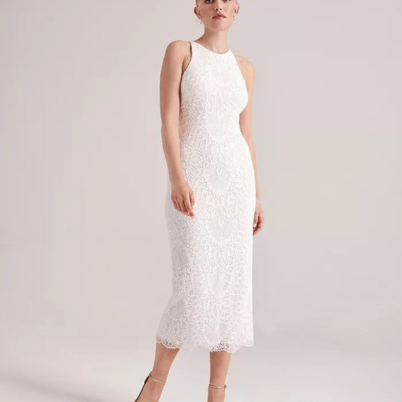 Aqua Womens Lace Midi Halter Dress Vanessa Jane Aqua Womens Lace Midi Halter Dress Vanessa Jane
