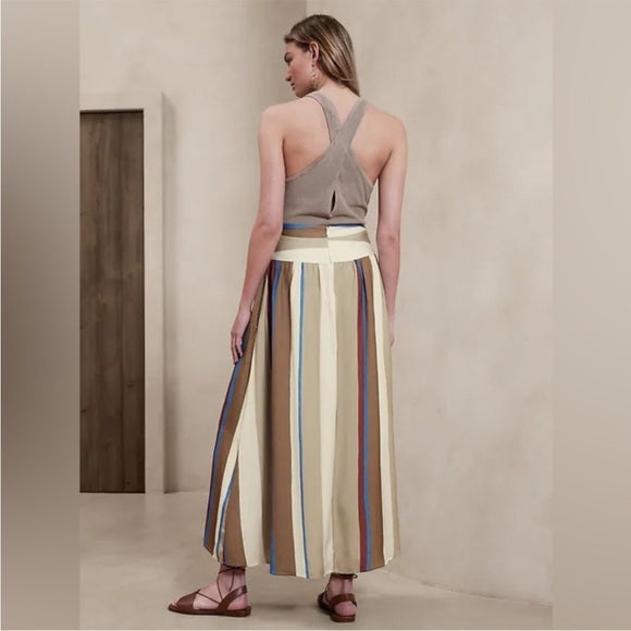 Banana republic silky palazzo long stripe skirt 6Petite
