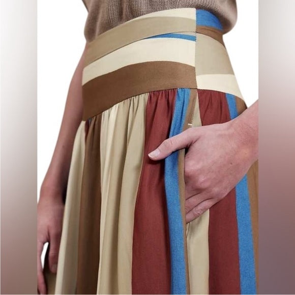 Banana republic silky palazzo long stripe skirt 6Petite