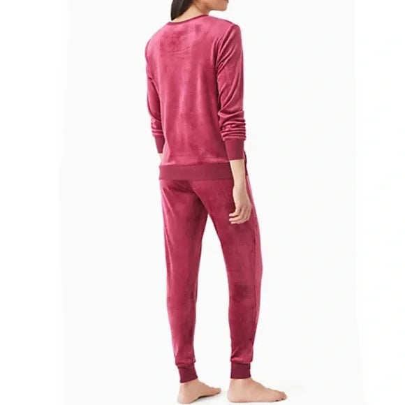 Kate Spade “Sparkle and Shine” Velour Burgundy Pajama Set,
