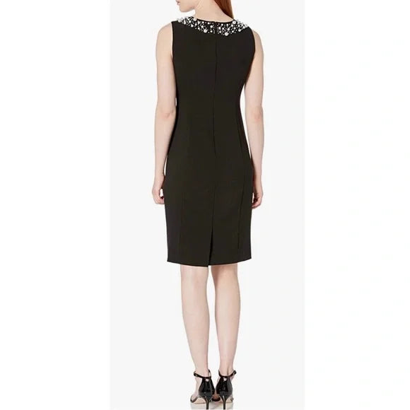 Calvin Klein Women's Petite Beaded Jewel Neck Dress, Size 12P