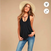 Free People Amelia Black Tank Top - We The Free, Size Small