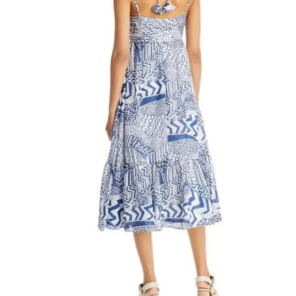 Aqua Printed Cutout Halter MIDI Dress, Size XS