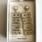 Piper K “Bride” Hand Beaded Bridal Dangle Earrings